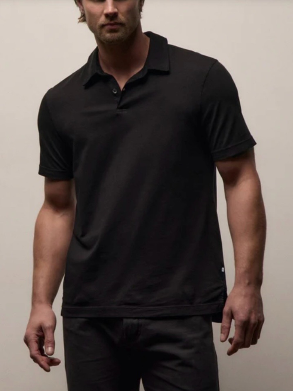 James Perse Sueded Jersey Polo Shirt Men XXL (5) Black Quiet Casual Luxury Coast